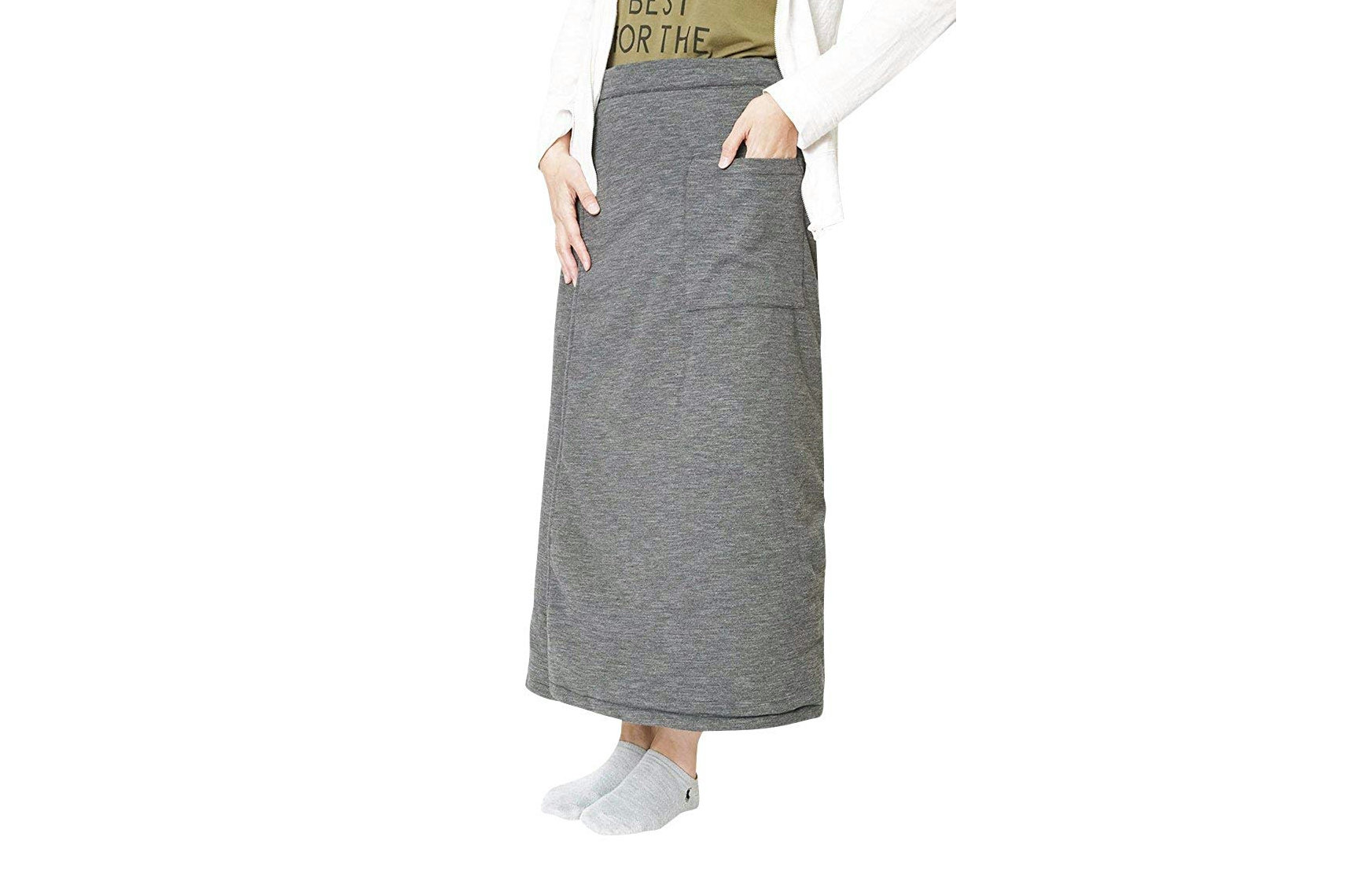 冬用 スラブニットロング 巻きスカート